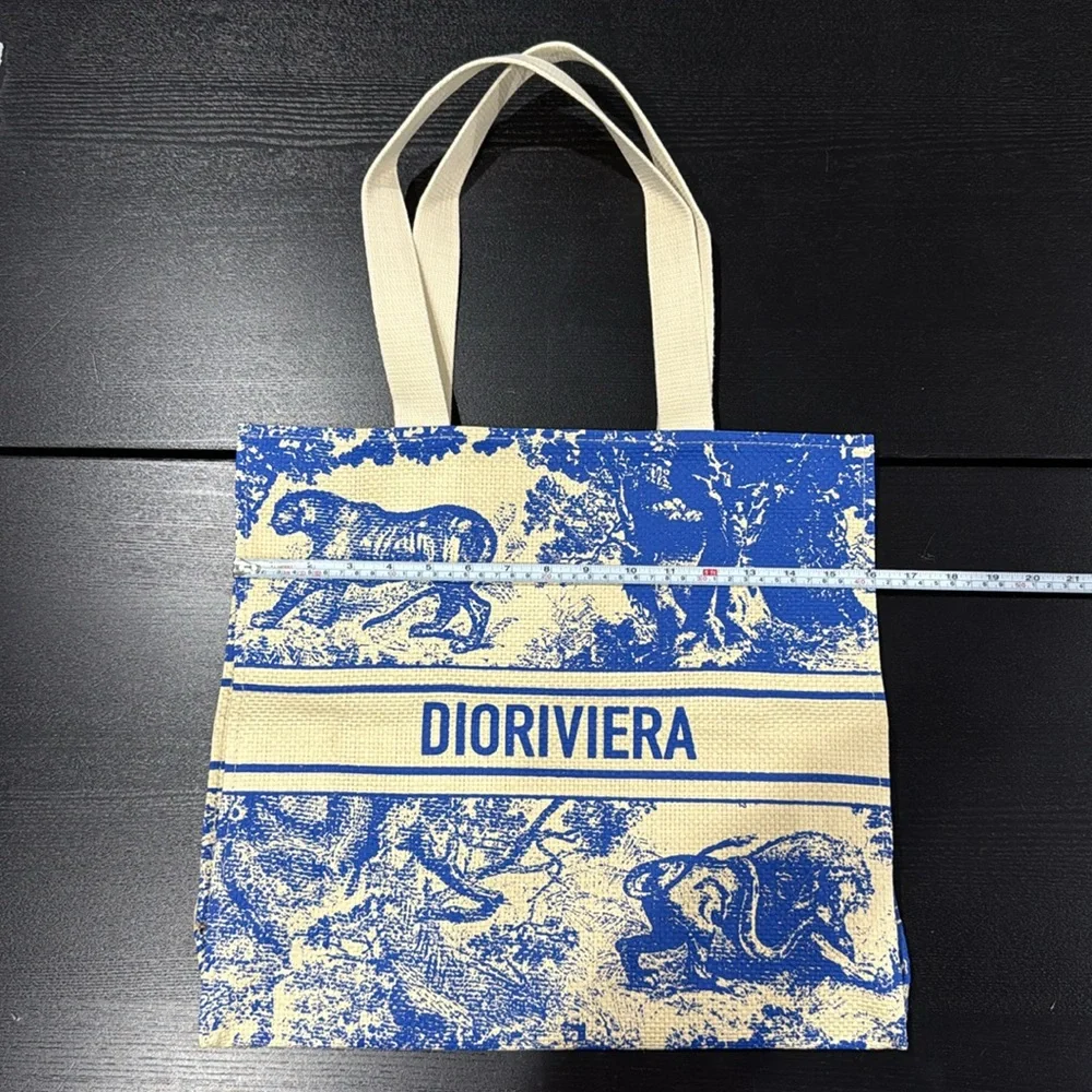 Dior Straw Dioriviera VIP Shoulder Bag Christian Dior Blue Toile Print Tote Bag